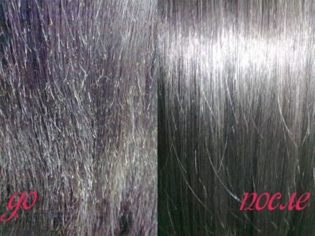 До і після кератинового протезування волосся